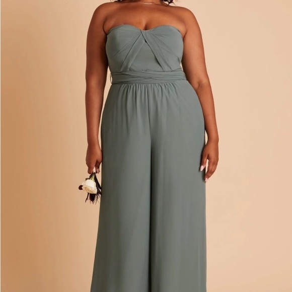 Birdy Grey Gigi Chiffon Sea Glass Sage Elegant Convertible Jumpsuit in Size 2X